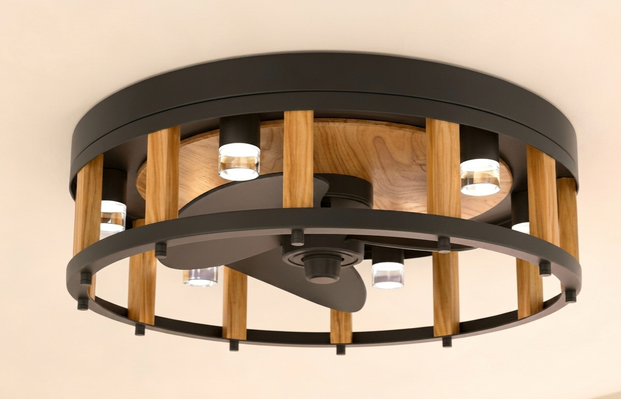 Black Faux Wood Fandelier
