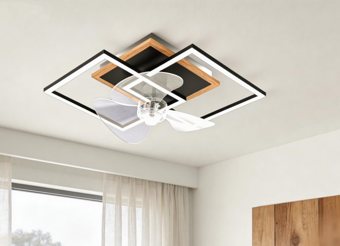 Black Faux Wood Fandelier